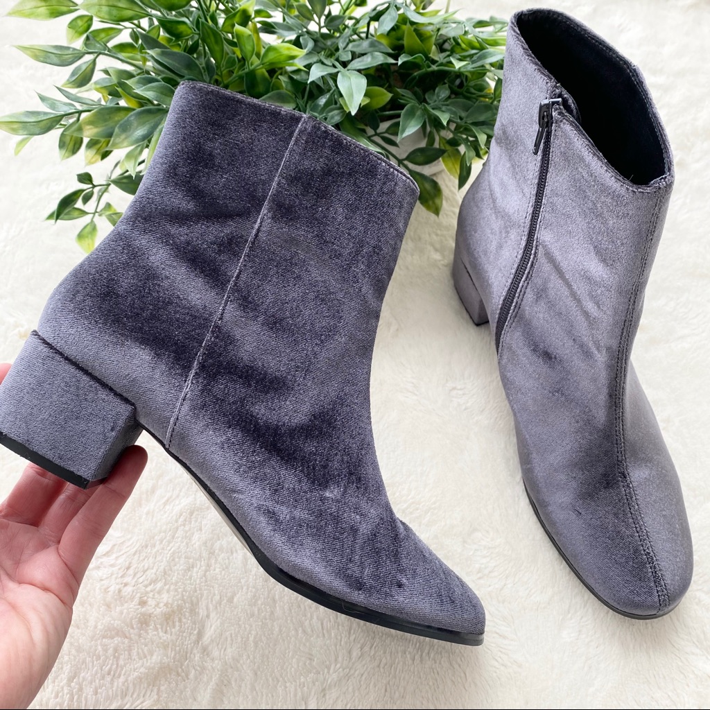 Chinese Laundry Florentine Velvet Ankle Boots Gray